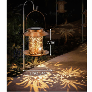 Sunburst Solar Hanging Bird Feeder with Warm LED Glow